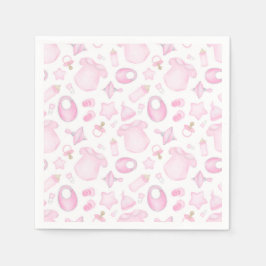 Pappersservetter till baby shower för flicka, Rosa