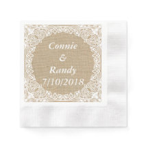 Pappersservetter till bröllop med jute och spets