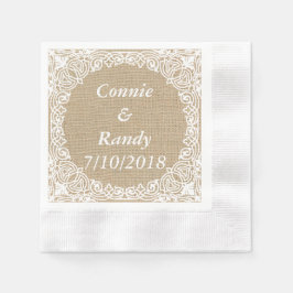 Pappersservetter till bröllop med jute och spets