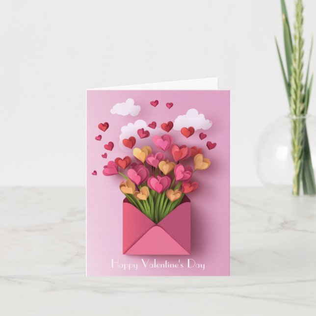 Pappersskuret hjärta och moln Alla hjärtans dags h Helgkort (Framsida)