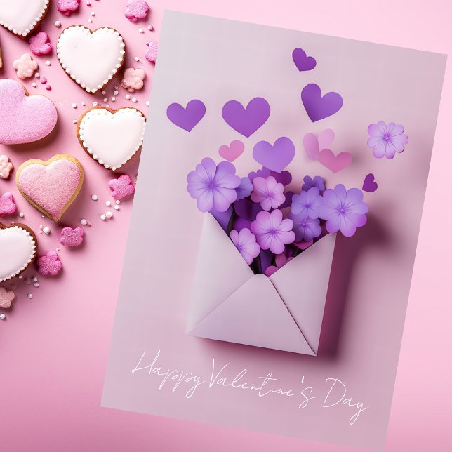 Pappersskurna hjärtan och blommor Alla hjärtans da Helgkort (Skapare uppladdad)