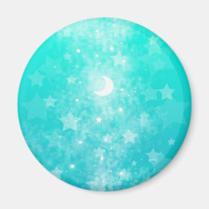 Pappersstjärnor och månfantasi Celestial konst Magnet