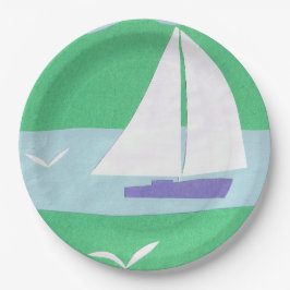 Papperstallrikar med en segelbåtdesign