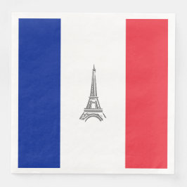 Papperstrasa med Eiffeltornet och fransk flaggtema Pappersservett