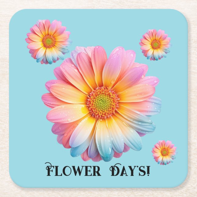 Pappersunderlägg (Flower Day's)  Underlägg Papper Kvadrat (Framsidan)