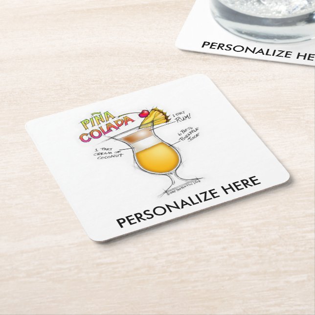 PAPPERSUNDERLÄGG - FÖR RECEPTCOCTAIL FÖR PINA UNDERLÄGG PAPPER KVADRAT (Vinklad)