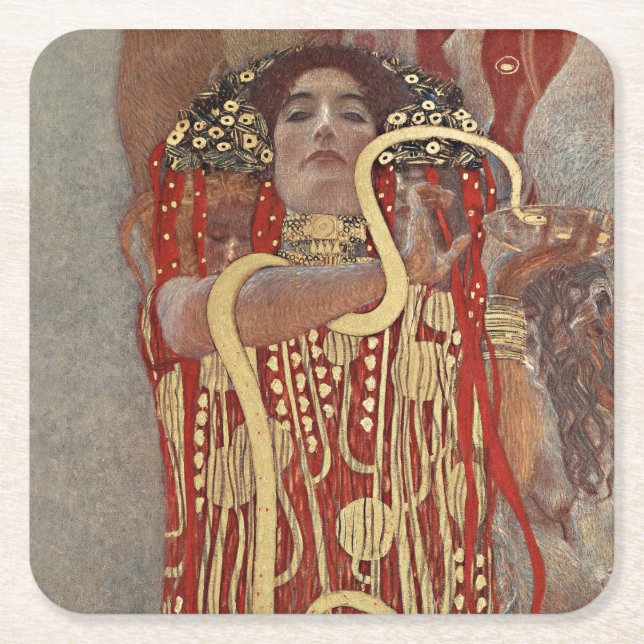 Pappersunderlägg: GUSTAV KLIMT : HYGIEIA : 1907 Underlägg Papper Kvadrat (Framsidan)