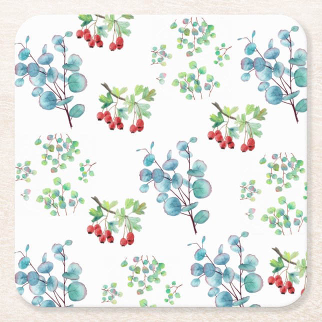 Pappersunderlägg med blomsterdesign underlägg papper kvadrat (Framsidan)
