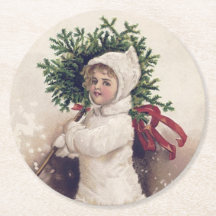 Pappersunderlägg: VINTAGE: GIRL + JULGRAN