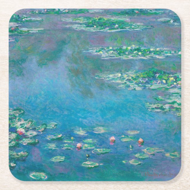 Pappersunderlägg: ’WATERLILILILIES’ BY MONET Underlägg Papper Kvadrat (Framsidan)