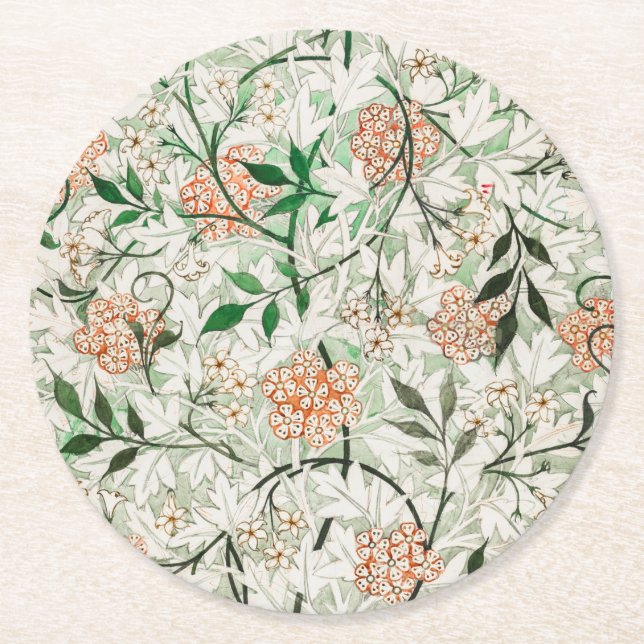 Pappersunderlägg: WILLIAM MORRIS: JASMINE Underlägg Papper Rund (Framsidan)