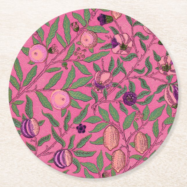 Pappersunderlägg: WILLIAM MORRIS :  POMEGRANATER  Underlägg Papper Rund (Framsidan)