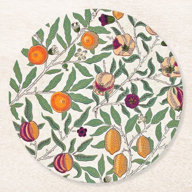 Pappersunderlägg: WILLIAM MORRIS : POMEGRANATER Underlägg Papper Rund (Framsidan)
