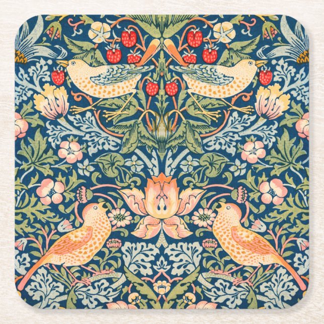 Pappersunderlägg: WILLIAM MORRIS:STRAWBERRY THIEVE Underlägg Papper Kvadrat (Framsidan)