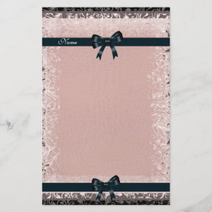Pappersvaror Antik Gammalt Papper Rosa Svarta Slin