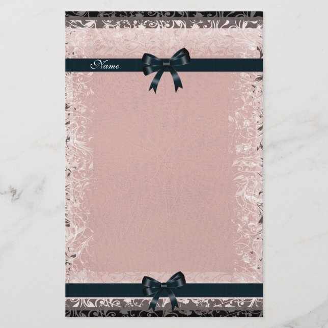 Pappersvaror Antik Gammalt Papper Rosa Svarta Slin (Framsida)