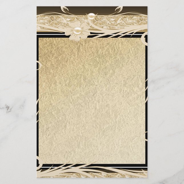 Pappersvaror Gammalt papper Guld Svart Blommig (Framsida)