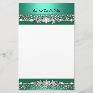 Pappersvaror Jadegrön Silver Diamant Bild Brevpapper