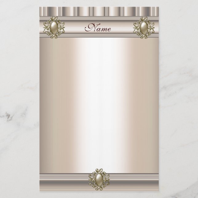 Pappersvaror Silke beige Pärl Juvel Brevpapper (Framsida)