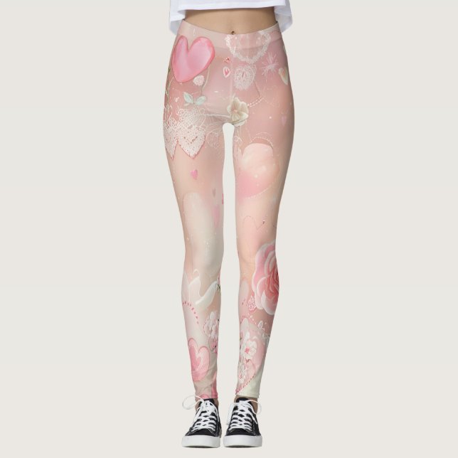 Pappersvingar och Rosor Leggings (Framsida)
