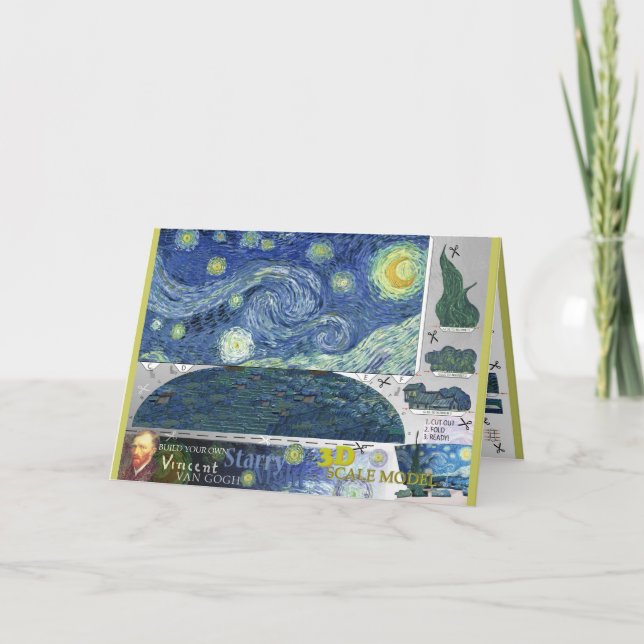 Pappert 3D-kort för Van Gogh Starry Night Craft Kort (Framsida)