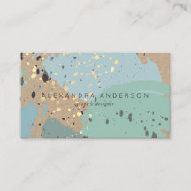 Pappert Affärskort för Blue Grått Brush Strokes Kr