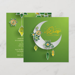 Pappert avskurna Ramadan Crescent Måne och Lantern Inbjudningar