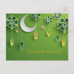 Pappert avskurna Ramadan Lanternor, Måne, Flowers, Vykort