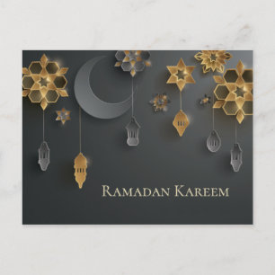 Pappert avskurna Ramadan Lanternor, Måne, Flowers, Vykort