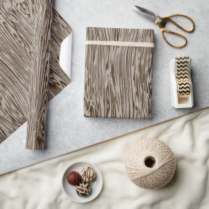 Pappert brunt med Rustic Woodgrain Presentpapper