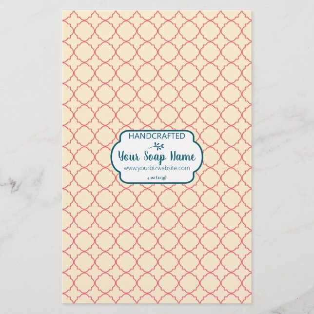 Pappert byte av Cream- och Red Quatrefoil Design S (Framsida)