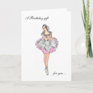 Pappert docka-ballerina Grattis på födelsedagen-ko Kort