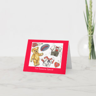 Pappert dockkort för Valentine Nalle Helgkort