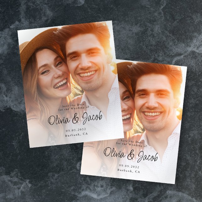 PAPPERT enkelt skript, foto Bröllop spara datum Flygblad (Skapare uppladdad)