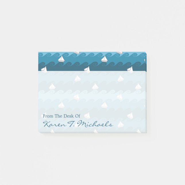 Pappert fartygmönster | tillfogar ditt namn post-it block (Framsida)