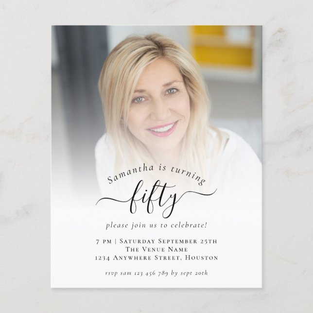 PAPPERT fotoskript 50:e Födelsedagsfest inbjudan Flygblad (Framsidan)