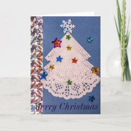 Pappert hälsningskort för doilies julgran helgkort