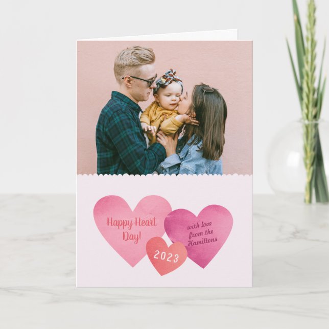Pappert Hearts-Valentines day-fotohälsningskort Helgkort (Framsida)