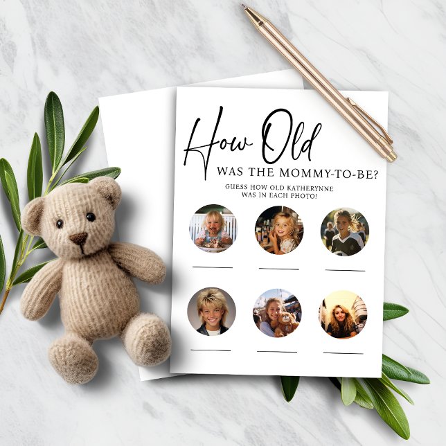 PAPPERT hur gammal Mamman var att vara babyvisare (PAPER How Old Was Mommy to Be Baby Shower Game)