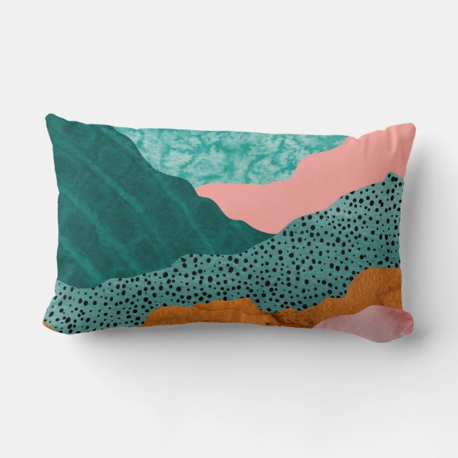 Pappert landskap, rippat, slitet kant, grönt och r lumbarkudde (Baksida)