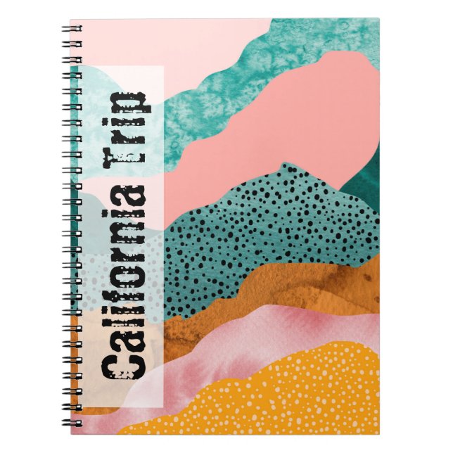 Pappert landskap, riven, sliten kant, gröntar, ros anteckningsbok (Framsidan)