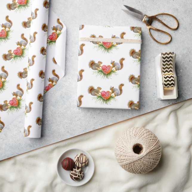 Pappert med mushroom Heart Wrapping Presentpapper (Hantverk)