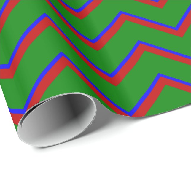 Pappert med primär Färg-CHEVRON 16-Giftomslagning Presentpapper (Rullad Hörn)