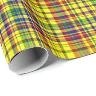 Pappert med primär Färg-PLAID 17-Giftomformning Presentpapper