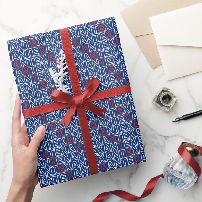 Pappert med röd och vit TEXAN Neon Wrapping Presentpapper (Skapare uppladdad)