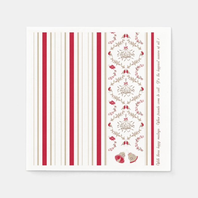 Pappert mönster för Blommigt av jultomte Pappersservett (Framsidan)