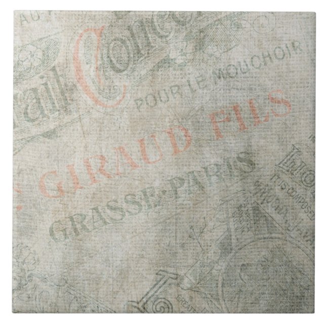 Pappert parisiskt reklamkollage för inmatad Vintag Kakelplatta (Framsidan)