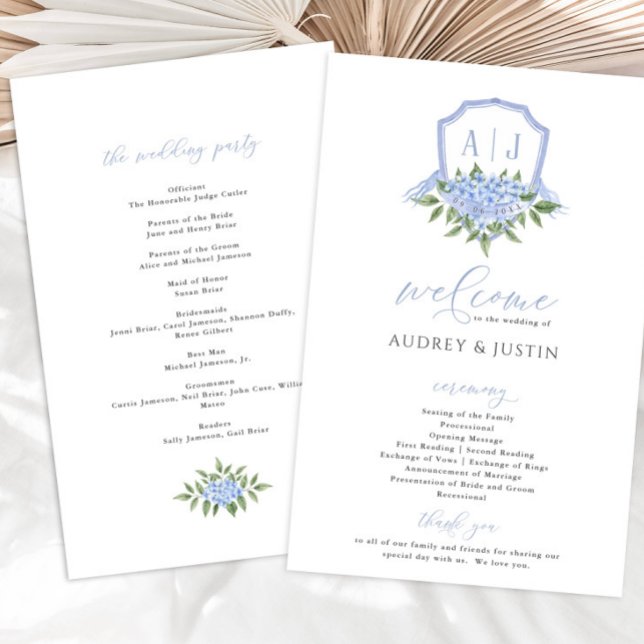 Pappert program för Vapensköld av blå Hydrangea Wa (Skapare uppladdad)