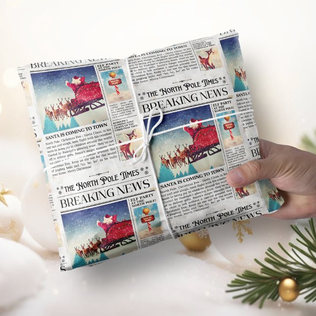 Pappert radbyte för återställande av jul presentpapper (Christmas Newspaper Wrapping Paper Retro)