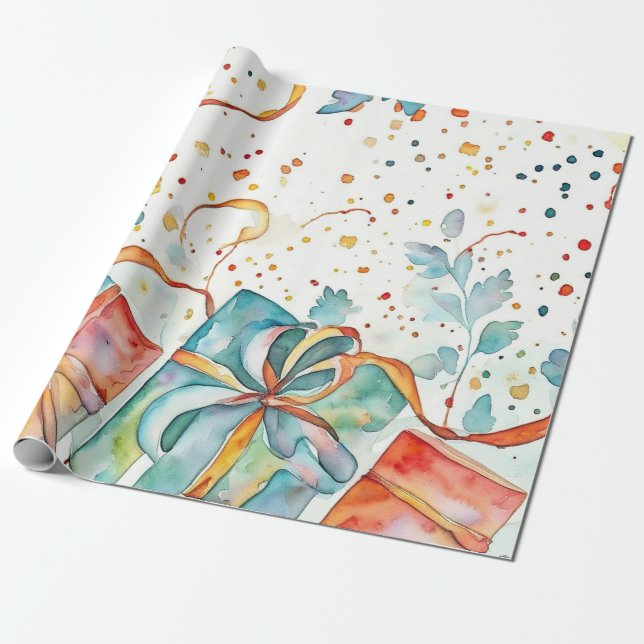 Pappert radbyte för Crimson Winter Ornament Wrappi Presentpapper (Utrullad)